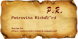 Petrovits Richárd névjegykártya