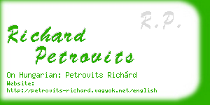 richard petrovits business card